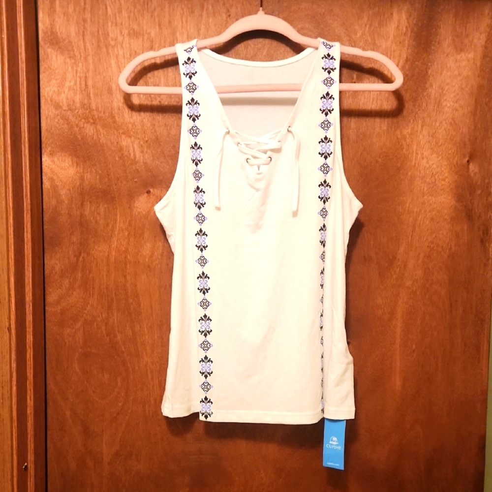 Cupshe White Lace Up Sleeveless Tank Top Size XS/Small